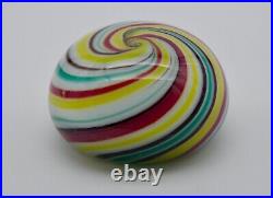 Murano Marble Spiral Art Glass Paperweight / Signed