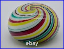 Murano Marble Spiral Art Glass Paperweight / Signed