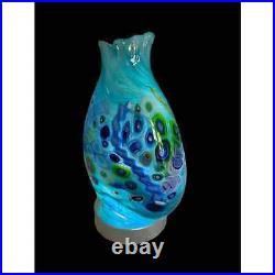 NEW-Seascape Splash Under The Sea Aqua Cobalt Turquoise Vase 9 Scotty Garrelts