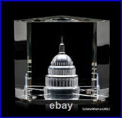 NEW in BOX signed STEUBEN glass US CAPITOL DOME sculpture ornament eagle flag
