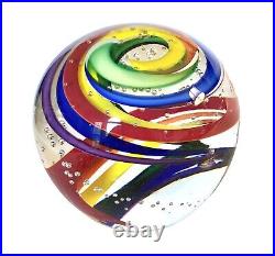 Never Ending Rainbow 3 Multicolor Paperweight Bullicante Bubbles Garrelts Glass