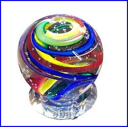 Never Ending Rainbow 3 Multicolor Paperweight Bullicante Bubbles Garrelts Glass