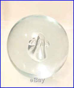 New Large Vintage Murano Large Glass Ball Paperweight signed R. Anatra Clear
