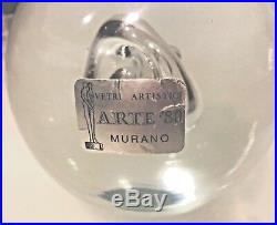 New Large Vintage Murano Large Glass Ball Paperweight signed R. Anatra Clear
