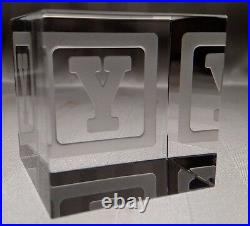 New STEUBEN Glass BABY BLOCK LETTER Y rare collectible crystal paperweight cube