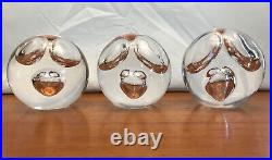 Oggetti Italy Large 4 Inch Murano Glass Bubble Art Paperweights Set Of 3