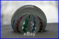 Old or Vintage Art Glass Paperweight Swirls Twists Lines Blue Pink Green White