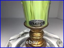 Original ST. CLAIR PAPERWEIGHT LAMP Green & Yellow CALLA LILIES with GLASS FINIAL