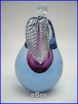 PAIR Vintage 1950s Murano Barbini blue purple sommerso glass apple pear bookends