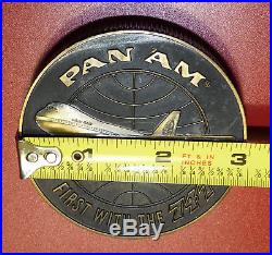 PAN AM AIRLINES PAA 747 First CLIPPER Vtg Magnifier Magnifying Glass Paperweight