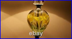 Pair Of Vintage St Clair Paperweight Glass Lamps With Yellow And Green Flowers