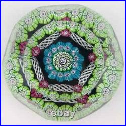 Perthshire 1972B Faceted Cushion Patterned Millefiori Latticinio Rod Paperweight