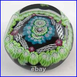 Perthshire 1972B Faceted Cushion Patterned Millefiori Latticinio Rod Paperweight