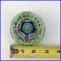 Perthshire 1972B Faceted Cushion Patterned Millefiori Latticinio Rod Paperweight