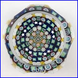 Perthshire 1992A Patterned Millefiori Faceted Garland Square Cane Paperweight