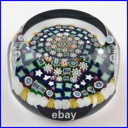 Perthshire 1992A Patterned Millefiori Faceted Garland Square Cane Paperweight