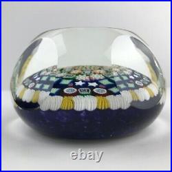 Perthshire 1992A Patterned Millefiori Faceted Garland Square Cane Paperweight