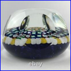 Perthshire 1992A Patterned Millefiori Faceted Garland Square Cane Paperweight