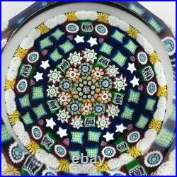 Perthshire 1992A Patterned Millefiori Faceted Garland Square Cane Paperweight