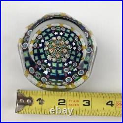 Perthshire 1992A Patterned Millefiori Faceted Garland Square Cane Paperweight