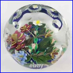 Perthshire 1993G Three-Dimensional Bouquet Lampwork Flower Faceted Paperweight