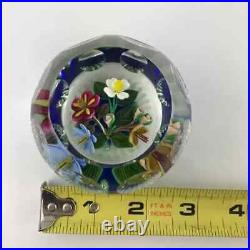 Perthshire 1993G Three-Dimensional Bouquet Lampwork Flower Faceted Paperweight