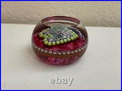 Perthshire Art Glass Paperweight with Millefiori Heart Design