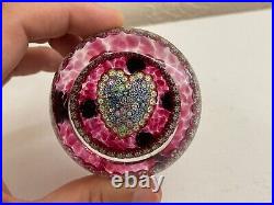 Perthshire Art Glass Paperweight with Millefiori Heart Design