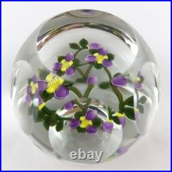 Perthshire PP221 2000 Amethyst & Yellow Flower Bouquet Faceted Paperweight Cert