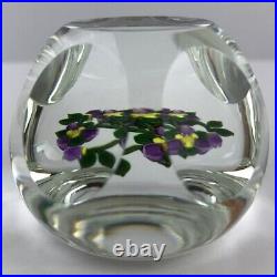 Perthshire PP221 2000 Amethyst & Yellow Flower Bouquet Faceted Paperweight Cert