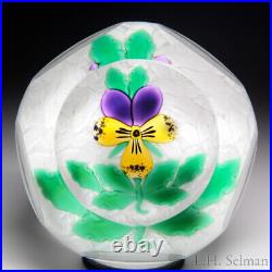 Perthshire Paperweights 2000 pansy faceted glass paperweight