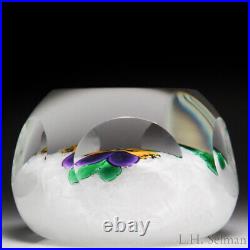 Perthshire Paperweights 2000 pansy faceted glass paperweight