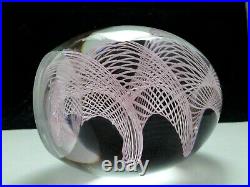 Pink Filigrana Swirl Art Glass Paperweight Vintage Hand Blown Air Twist 3.5 Tall