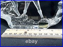 RARE Artist Signed Mats Jonasson Etched Crystal FALL/Winter, VTG COLLECTORS, Moose
