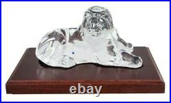 RARE STEUBEN Glass NOBLE LION Signed Lead Crystal with base African safari cat