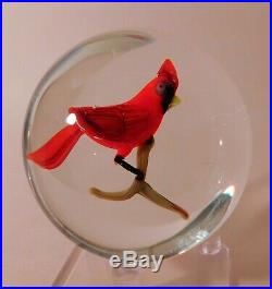 RARE Vintage Rick Ayotte Red CARDINAL Bird Lampwork ArtGlass PAPERWEIGHT ED/50