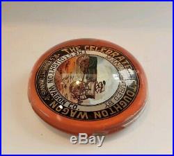 RARE Vtg. Antique Glass Advertising Paperweight Stoughton WI Wagon Co