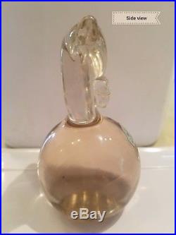 RARE vintage mid century handblown crafted BLENKO clear glass owl paperweight 5