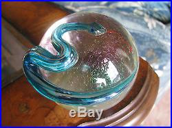 REDUCED! Vtg. CORREIA BLUE STRIPED SNAKE PAPERWEIGHT 3, Signed, Numbered, 1989