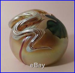 REMARKABLE Vintage SIGNED ORIENT & FLUME PULLED FEATHER Paperweight with SNAKE