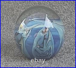ROBERT EICKHOLT modern art glass paperweight vintage unique signed 1994