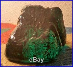 ROCK of GIBRALTAR vtg blenko art glass paperweight vine emerald green figure
