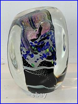 R. Garrett Signed Large Art Glass Dichroic Paperweight with Controlled Bubbles