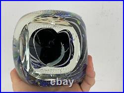 R. Garrett Signed Large Art Glass Dichroic Paperweight with Controlled Bubbles