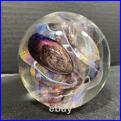 R. W. Stephen 1983 Art Glass Swirled Rainbow Paperweight