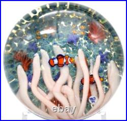 Rare BEAUTIFUL Jesse TAJ Karolczuk Clown FISH AQUARIUM Art Glass PAPERWEIGHT