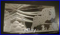 Rare Hoya Vintage Etched Crystal Object / Paperweight Cat's View Of The World