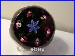 Rare Perthshire Glass Floral Overlay Amethyst Paperweight 1980c Le Annual Collec