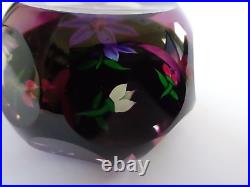 Rare Perthshire Glass Floral Overlay Amethyst Paperweight 1980c Le Annual Collec