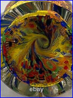 Rare Signed David Lindsay Art Glass 6 Paperweight Millefiori and Gold Flecks